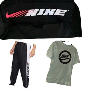 Men’s Nike Bundle Medium – Athletic Gym Bag, T-Shirt & Woven Joggers